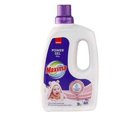 Detergent gel concentrat pentru rufe Sano Maxima Power Gel Baby 60 spalari 3l