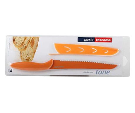 Cutit cu teaca pentru paine Presto Tone Tescoma 20 cm portocaliu
