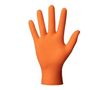 Set 50 bucati Manusi unica folosinta portocalii Ideall Grip, masura 2XL