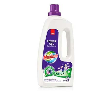 Detergent gel concentrat pentru rufe Sano Maxima Power Gel Spring Flowers 20 spalari 1l