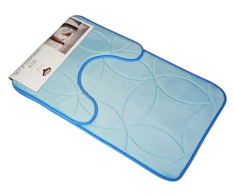 Set 2 covoare baie Circles, Casa Plastor, 75x45 cm, bleu