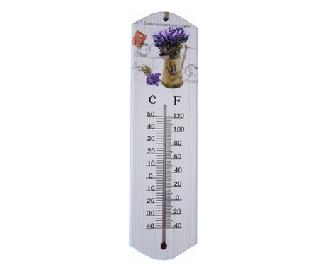 Termometru de perete pufo color of lavender, pentru interior, 26 x 7 cm