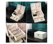 Елегантна дамска кутия Pufo Glamour за съхранение и организиране на бижута и аксесоари, модел на етажи, кремава