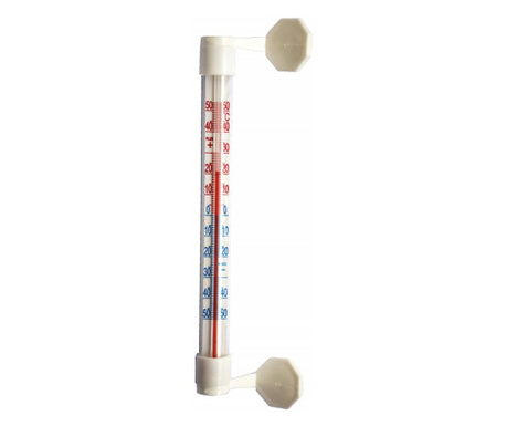Termometru de perete pentru exterior Pufo, -50°C- +50°C, 21 cm, alb