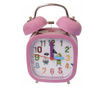 Детски настолен часовник с аларма Pufo Monster и осветен циферблат с бутони, 15 см, лилав, квадратен