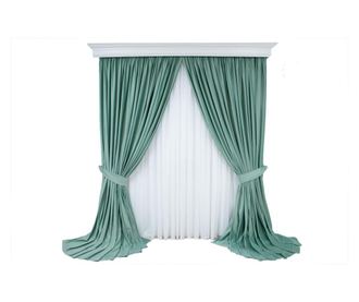 Set od 2 baršunaste zavjese, mint zelene boje, s trakom, poluprozirne, 140x250 cm