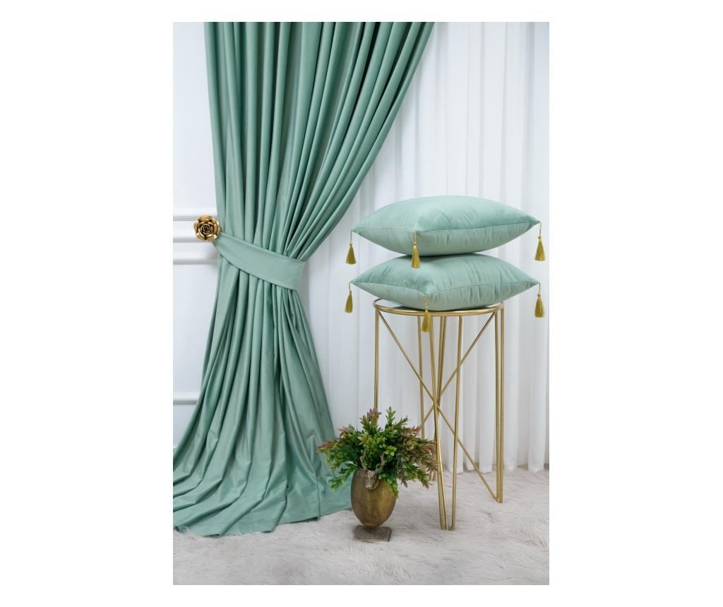 Set od 2 baršunaste zavjese, mint zelene, s trakom, poluprozirne, 250x250 cm - 5