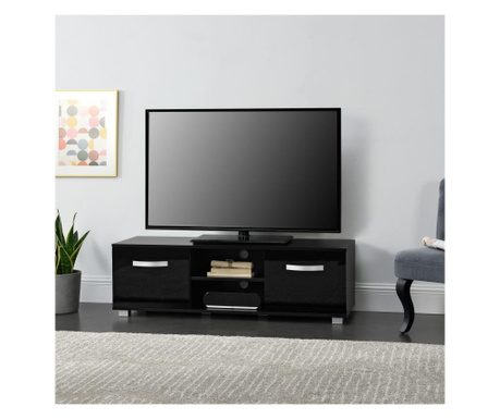 Tv-állvány 120 x 40 x 38 cm tv-szekrény polccal tévéasztal ajtóval forgácslap fekete [en.casa]