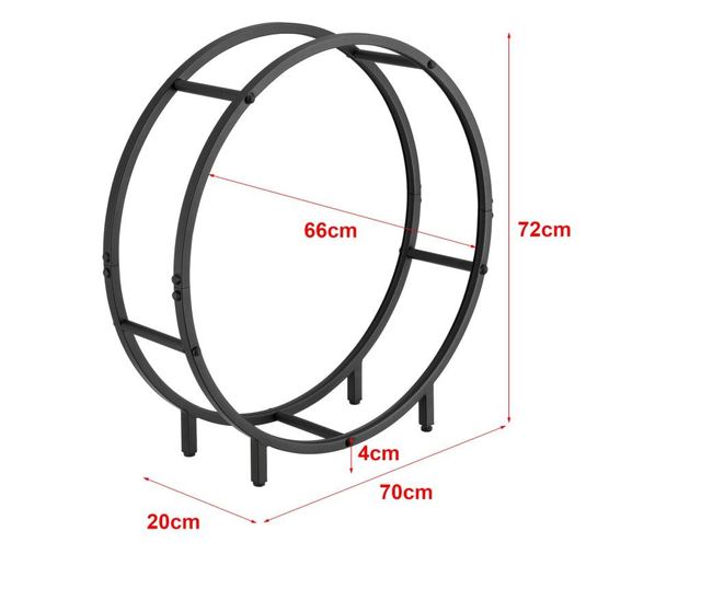 Tűzifa-állvány knivsta 2 kültéren és beltéren tűzifa-tartóállvány 72 x 70 x 20 cm acél fekete [en.casa]