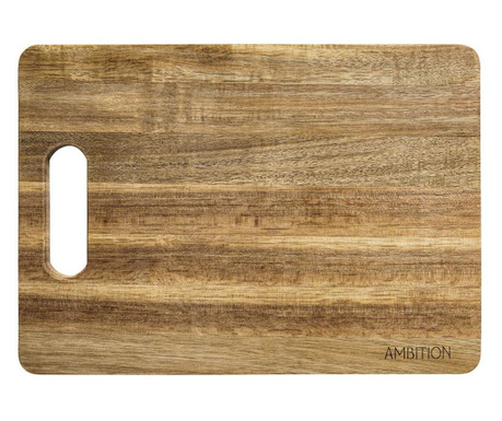 Tocator dreptunghiular cu maner din lemn de salcam 28x20cm, AMBITION Parma