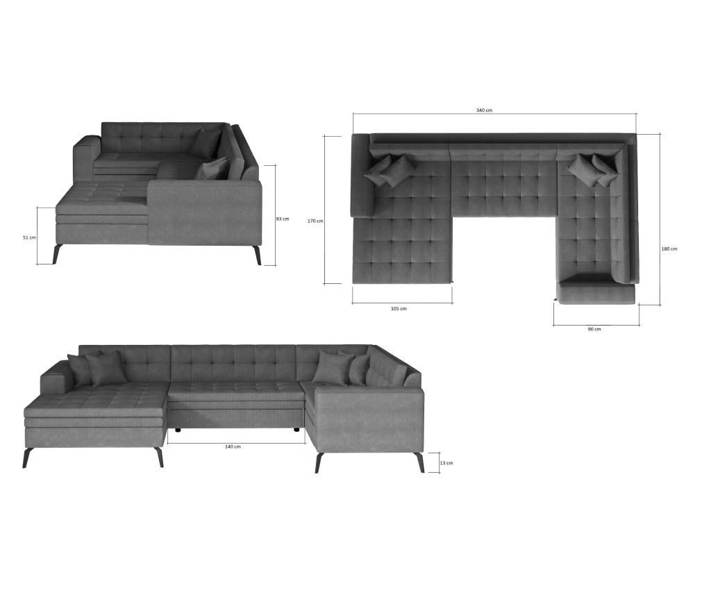 Kutna sofa na razvlačenje u obliku slova U Montez - 4