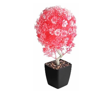 Planta decorativa artificiala roz, ghiveci cu flori, 35 cm, GLN 427A