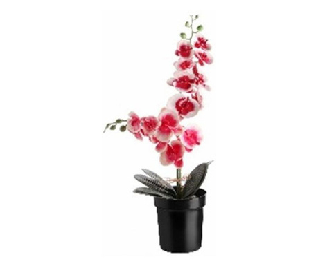 Mesterséges dísznövény, rózsaszín és fehér orchidea, virágcserép, 60 cm, MCT 2510