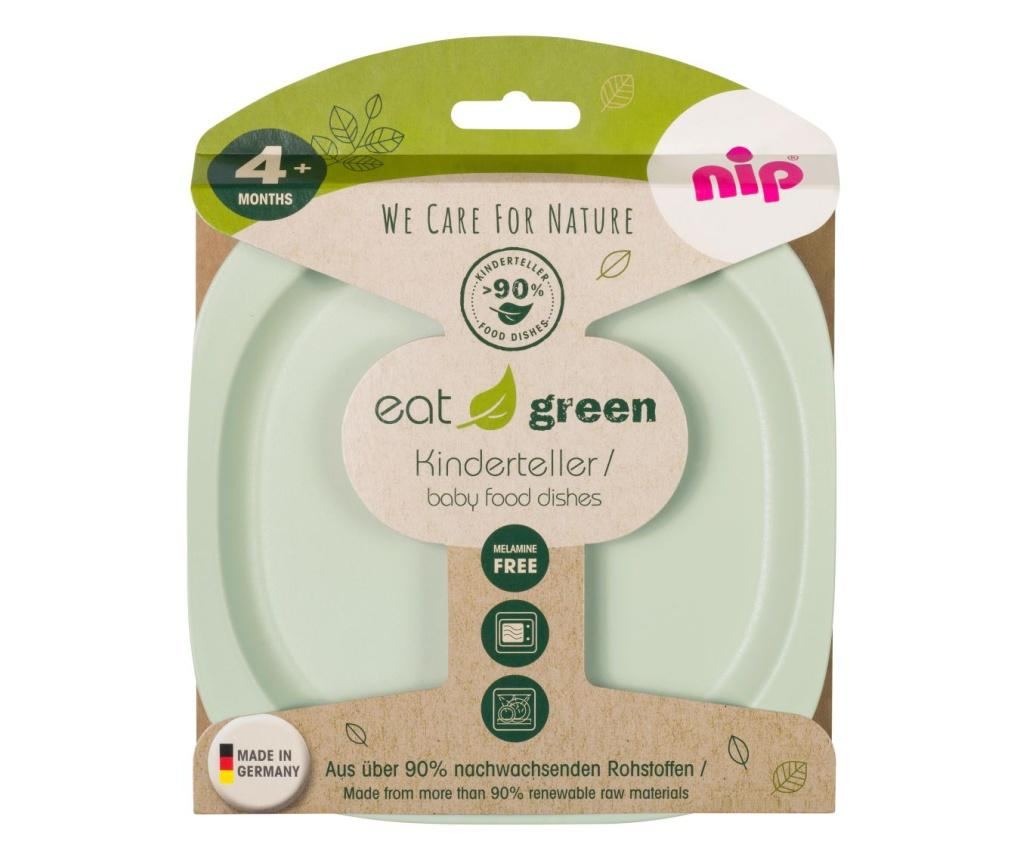 Set of 2 Eat Green flat plates for baby food, made of bio-plastic, dishwasher safe, 4+ months, nip 3706 - 2