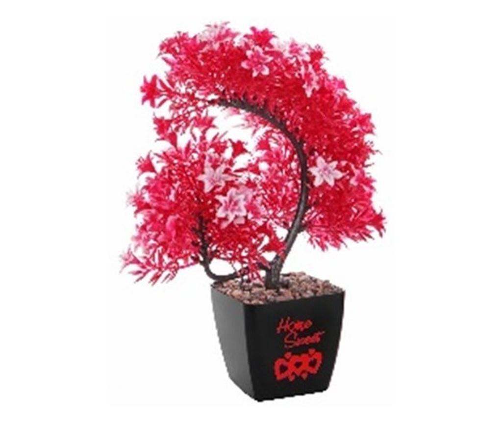 Bonsai roz decorativ artificial, ghiveci frumos, 35 cm, GLN 429A - Vivre
