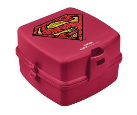 Cutie pentru sandwich de copii, Superman, plastic rosu, 15x14x9 cm, Tuffex 509-51