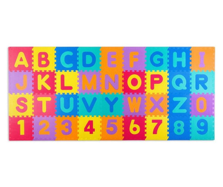 Подложка за игра 120 x 270 см с букви и цифри MCT 7487 - Многоцветна