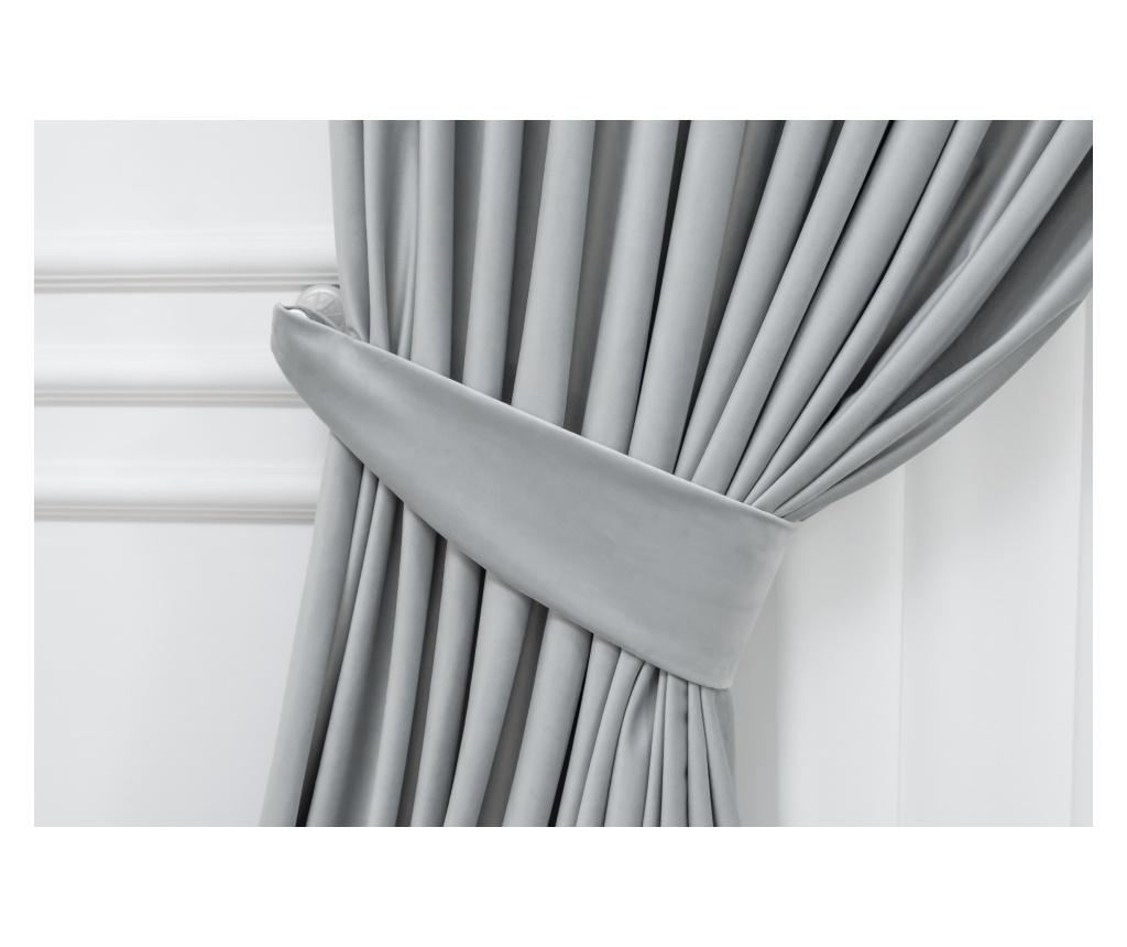 Set od 2 baršunastih zavjesa, siva biserna, s naborima, poluprozirne, 140x250 cm - 4