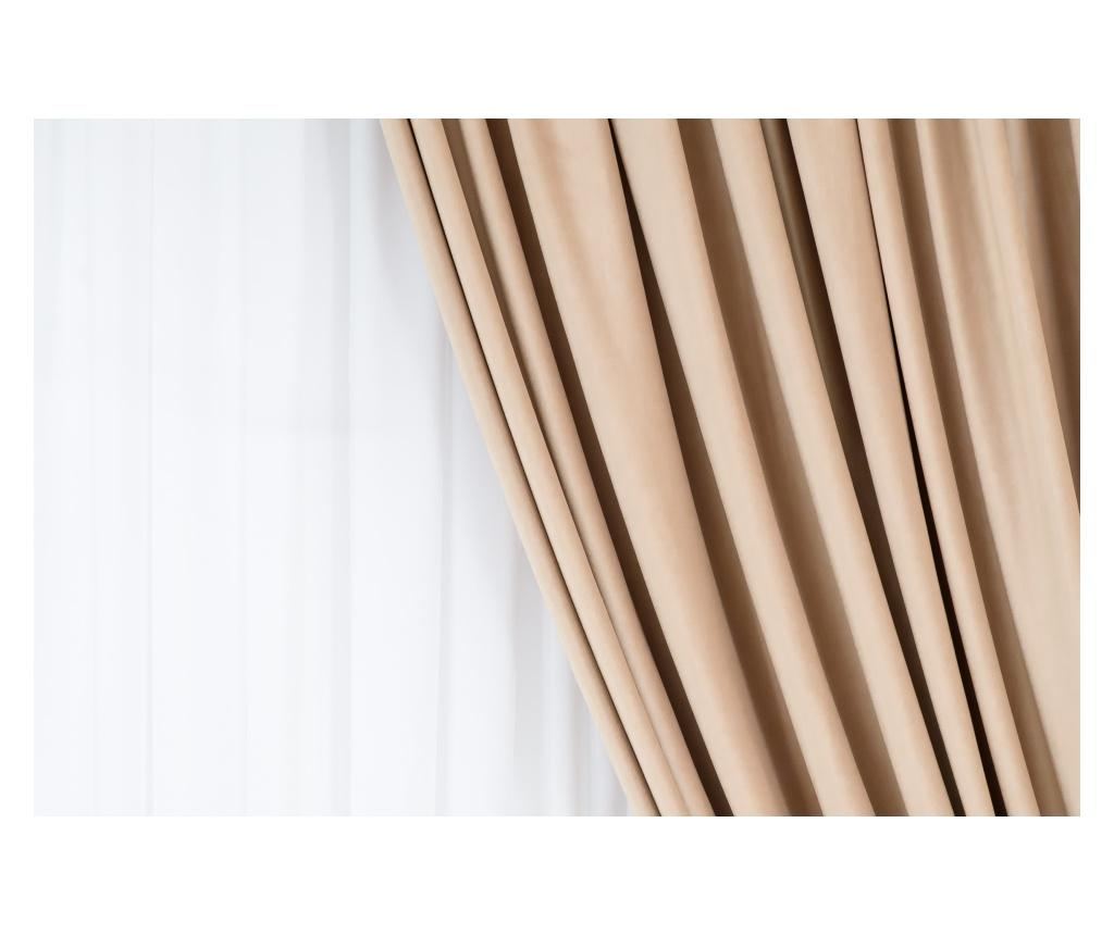 Set od 2 poluprozirne baršunaste zavjese boje kože s volanima, 200x250 cm - 5