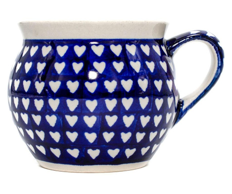Cana pentru cafea/ceai/vin fiert love hearts in forma de "balon", ceramica, pigmenti si glazura ecologice smaltuita, pictata man