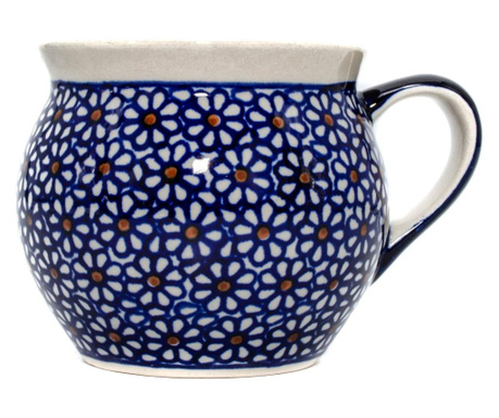 Cana pentru cafea/ceai/vin fiert petals in forma de "balon", ceramica, pigmenti si glazura ecologice smaltuita, pictata manual