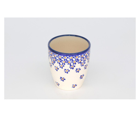 Pahar pentru ceai blue field, ceramica, pigmenti si glazura ecologice smaltuita, pictat manual, 180 ml