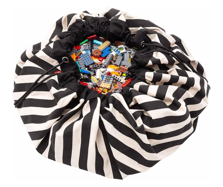 Play&GO Stripes Black - Sac depozitare jucarii/Salteluta joaca