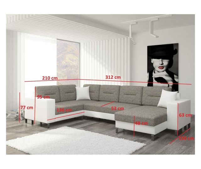 Kutna sofa na razvlačenje u obliku slova U Dorado
