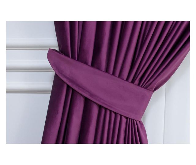 Set od 2 baršunastih zavjesa, šljive boje, s trakom, poluprozirne, 140x250 cm