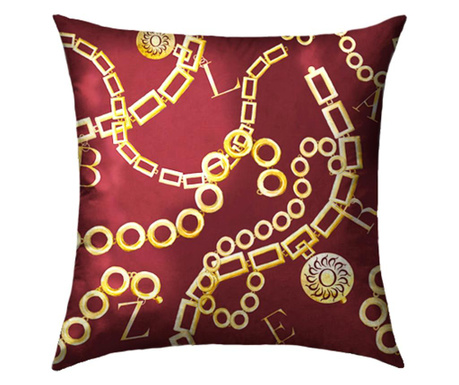 Perna decorativa Blazer, Blazer Charm, bumbac, 40x40 cm, rosu burgund/auriu