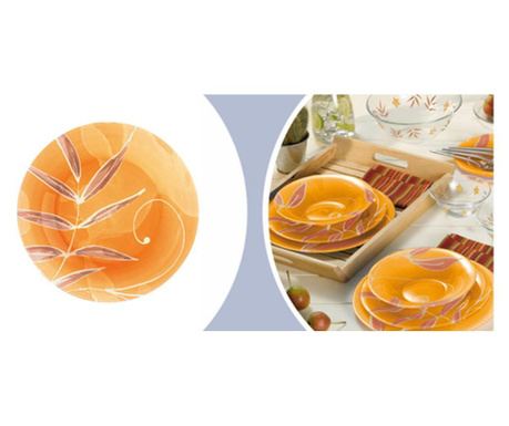 Bormioli acquamarina set serviciu masa din opal, 19 piese arancio