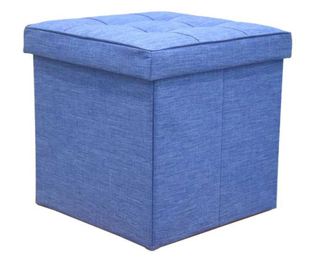 Taburet cub, 38x38x38 cm, pliabil, textil, albastru