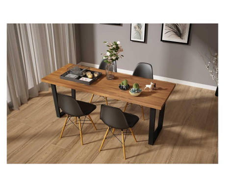 Set de 5 piese de mobilier pentru sufragerie Gauge Concept, Beril, lemn masiv, maro/alb