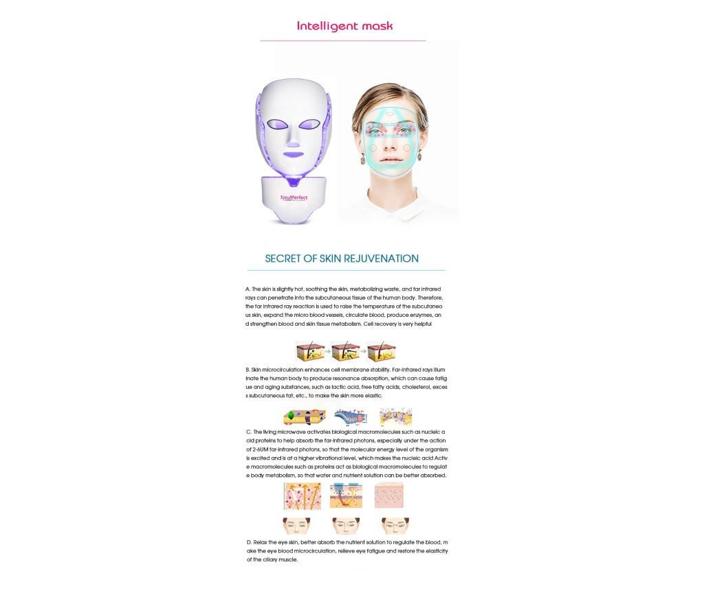 Masca fototerapie fata led, tratament foton rejuvenation, anti-imbatranire, indepartare riduri fine, lifting, cearcane 7 culori - 2