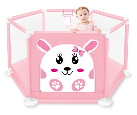 Tarc de joaca pentru copii cu imprimeu si usita cu fermoar, roz tt3005