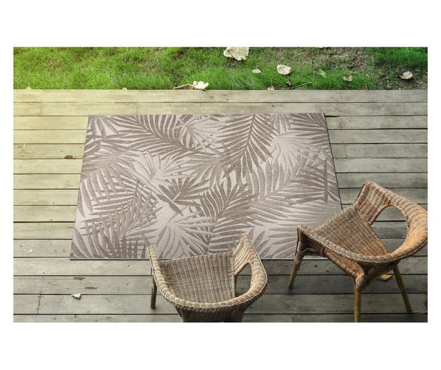 FLOORLUX Sisal Rope Carpet 20504 LEAVES Champagne/Dark Gray JUNGLE 160x230 cm