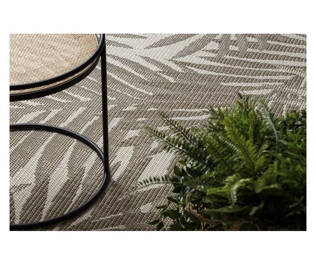 FLOORLUX Sisal Rope Carpet 20504 LEAVES Champagne/Dark Gray JUNGLE 160x230 cm