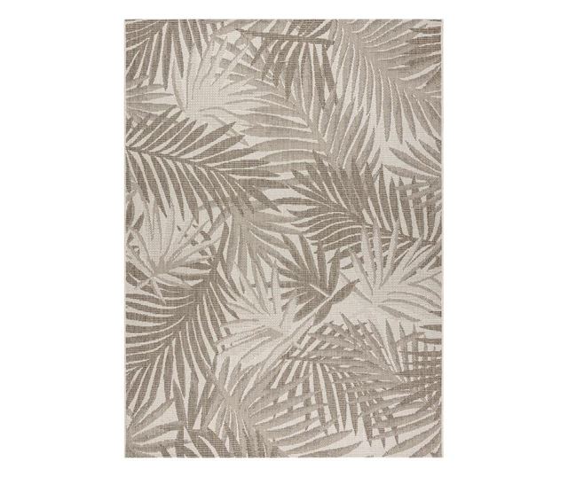 FLOORLUX Sisal String Rug 20504 Leaves, champagne / dark gray JUNGLE 200x290 cm