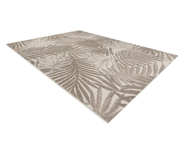 FLOORLUX Sisal String Rug 20504 Leaves, champagne / dark gray JUNGLE 200x290 cm