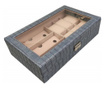 Елегантна кутия за съхранение с отделения за часовници и очила, крокодилски принт, синя
