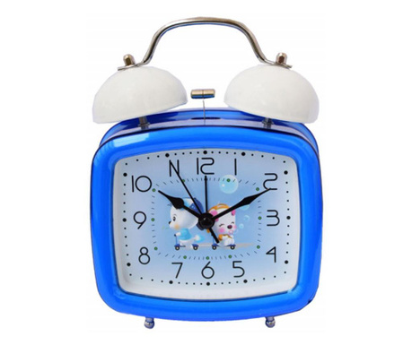 Детски настолен часовник с аларма и осветен циферблат с бутони Pufo Joy, 16 cm, модел You&Me, тъмносин