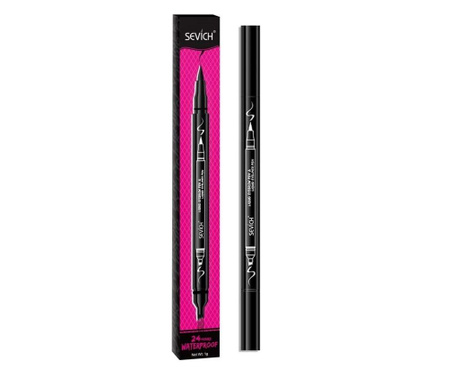 Creion multifunctional 2 in 1, semipermanent, waterproof, sprancene si eyeliner, sevich, 1g, negru