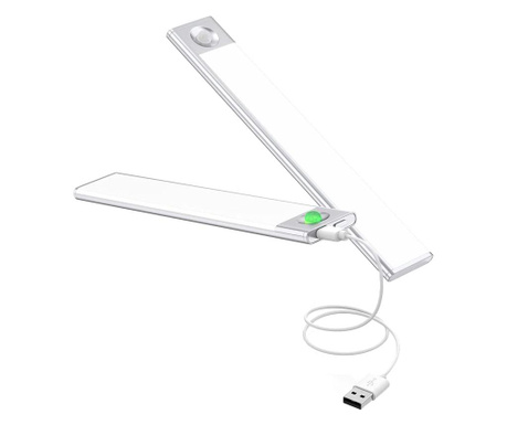 Set 2 lampi LED cu senzor de miscare si reincarcare prin USB, fara fir, cu suport magnetic, pentru dressing, dulap de bucatarie,