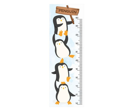 Sticker perete masurator pentru copii, Stickermania - pinguinii, 40x120 cm