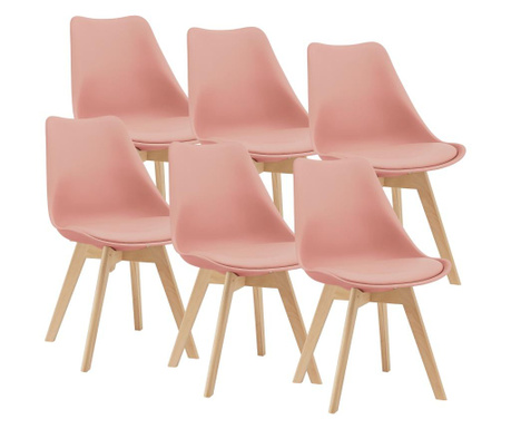 Étkezőszék dubrovnik rosé szett 6 darabos székborítás: 100% pu műbőr széklábak: bükkfa konyhaszék 81 x 49 x 57 cm [en.casa]