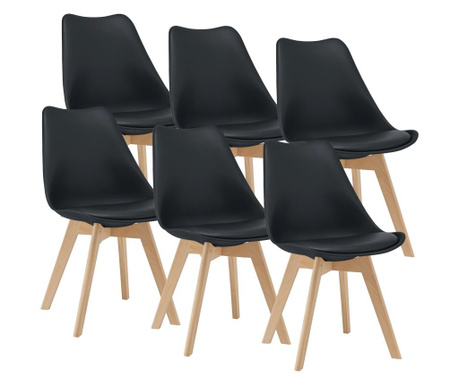 Étkezőszék dubrovnik fekete szett 6 darabos székborítás: 100% pu műbőr széklábak: bükkfa konyhaszék 81 x 49 x 57 cm [en.casa]