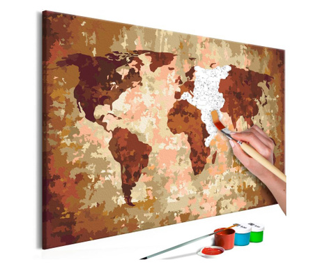 Pictura pe numere - World Map (Earth Colours) - 60x40cm