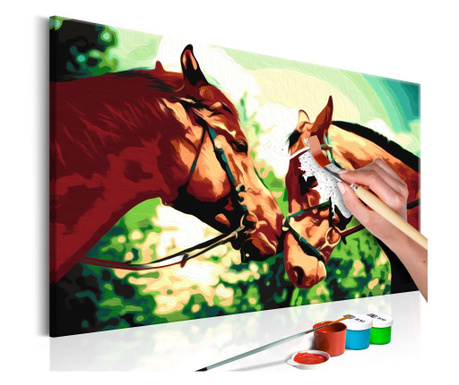 Pictura pe numere - Two Horses - 60x40cm
