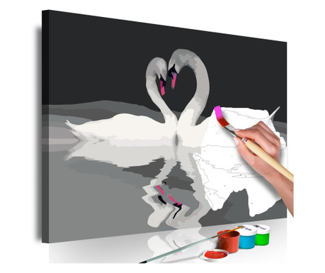 Pictura pe numere - Swan Couple - 60x40cm