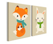 Pictura pe numere pentru copii - Fox & Bunny - 33x23cm